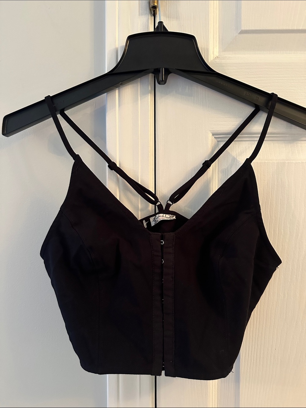 Free People Intimately 🖤 Black Corset Cropped Bra Top w/ Sexy Front Hooks XS